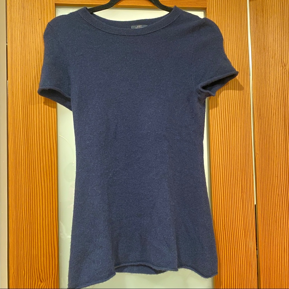 JCrew Cashmere Short Sleeve Sweater S Navy Blue